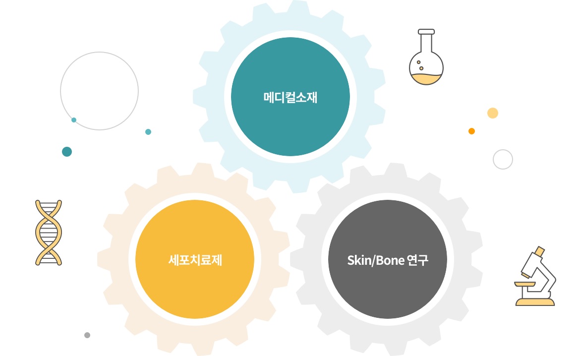 메디컬 소재, 세포치료제, Skin/Bone 연구